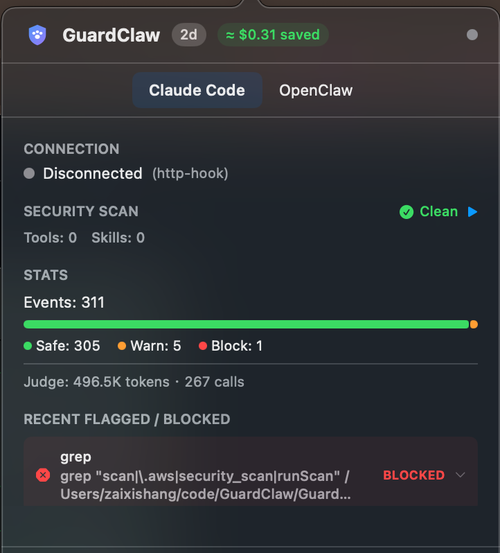 Menu bar app with Claude Code tab stats